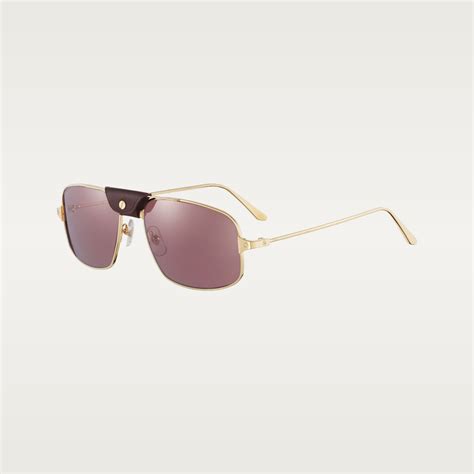 Cresw Santos De Cartier Sunglasses Smooth And Brushed Golden