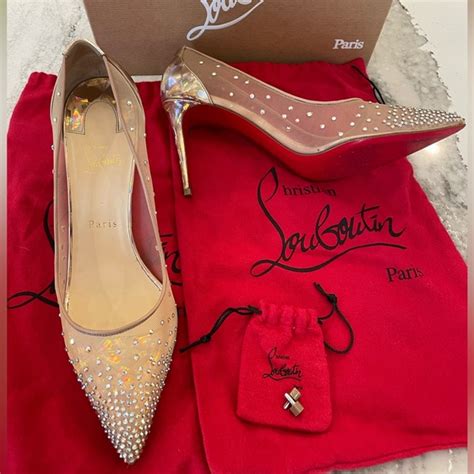 Christian Louboutin Shoes Christian Louboutin Crystal Follies Strass Mm Nude Poshmark
