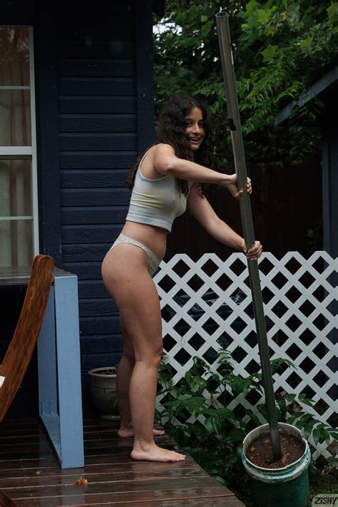 Pretty Curly Haired Babe Gabriella Noren Shows Her Tiny Tits And Her Big Ass CoedCherry