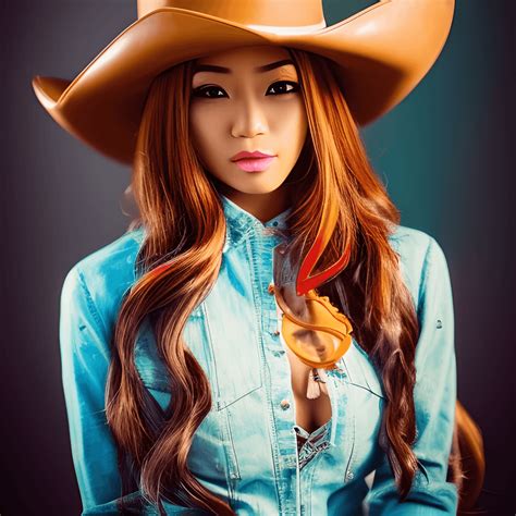 Gorgeous Light Skinned 22 Year Old Asian Cowgirl With Long · Creative