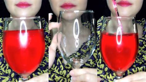 Asmr Drinking Gulping Red Water Eating Sounds Show No Talking Nsp Asmr