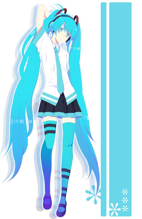 Safebooru Ahoge Alternate Costume Aqua Eyes Aqua Hair Bad Id Harano Hatsune Miku Headphones