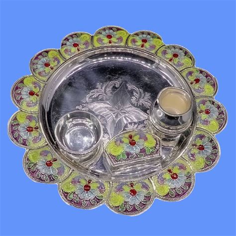 Worship 10 Inch Silver Pooja Thali Set For Home And Temple At Rs 26756