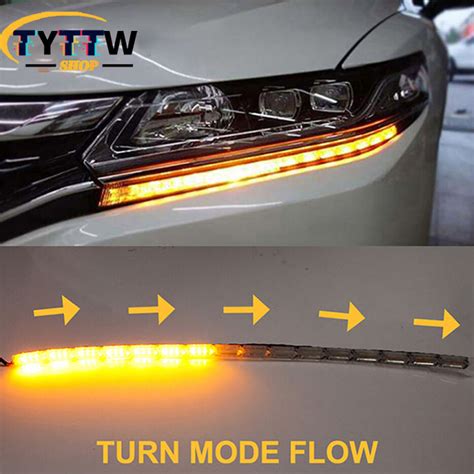 Pair Led Strip Car Flowing Drl Led Daytime Light Sequential Flexible