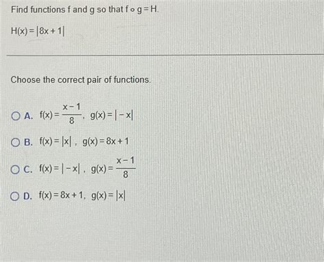 Solved Find Functions F And G So That Chegg