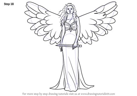 Learn How To Draw An Angel With Sword Angels Step By Step Drawing