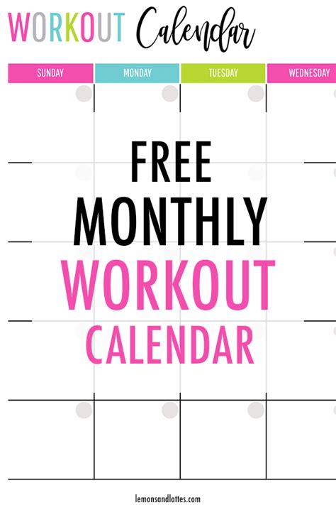 Monthly Workout Calendar Printables