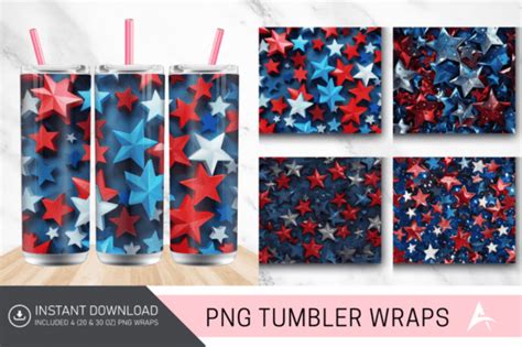 D Th Of July Stars Skinny Tumbler Wrap Designs Graphics