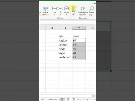 Excel Filtreleme işlemi YouTube