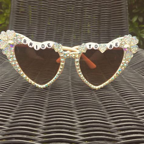 Ivory Heart Shaped Sunglasses Sparkly Blingy Bride To Be Etsy