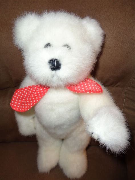 Bear White Jointed Red Polka Dot Tie Stuffed Plush Teddy EBay