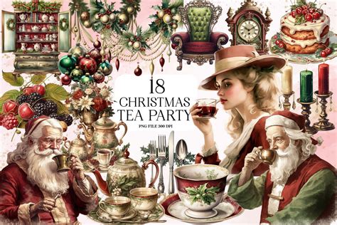 Watercolor Christmas Tea Party Clipart Graphic By Ak Artwork · Creative