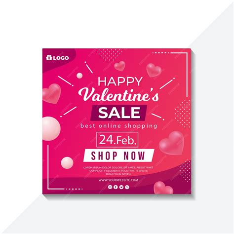 Premium Vector | Valentine's day sales squared flyer template