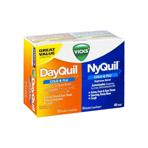 Vicks Dayquil And Nyquil Cold And Flu Combo Pack Liquicaps 48 Ct Valpacks