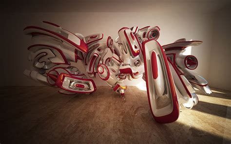 Illustration Digital Art Render Red Cgi Shapes Art Hd Wallpaper