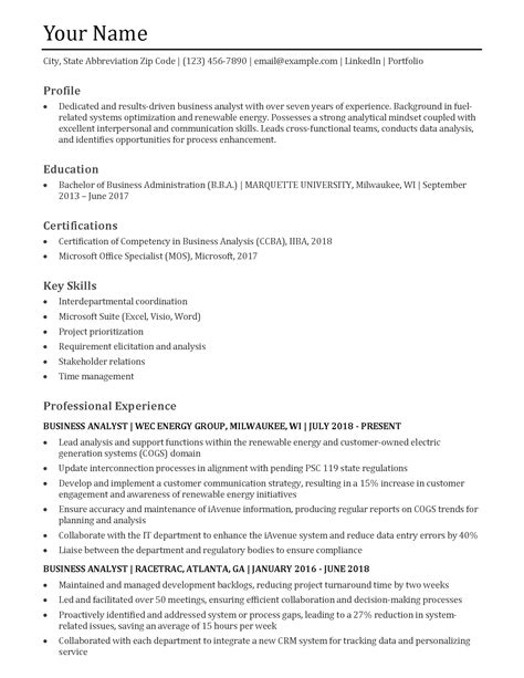 Business Analyst Resume Templates and Examples for 2024 ...