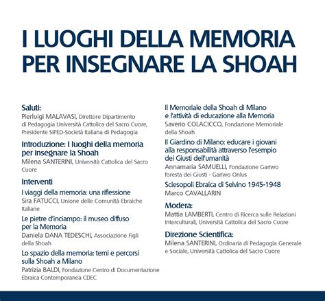 Scuola E Memoria I Luoghi Della Memoria Per Insegnare La Shoah