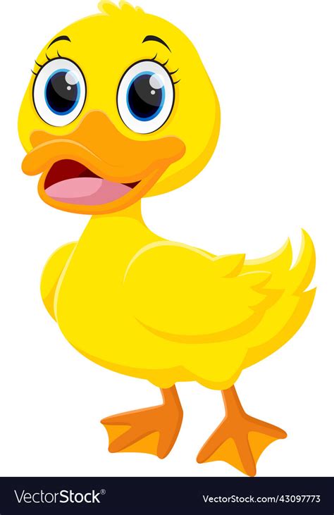 Happy Duck Cartoon Isolated On White Royalty Free Vector