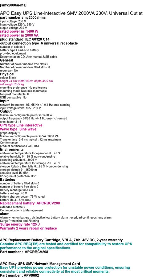 Smv Ai Ms Apc Easy Ups Line Interactive Smv Va V