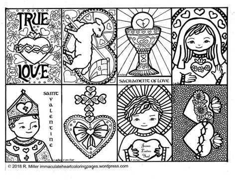 Eight Valentines To Color Catholic Valentines Valentine Coloring