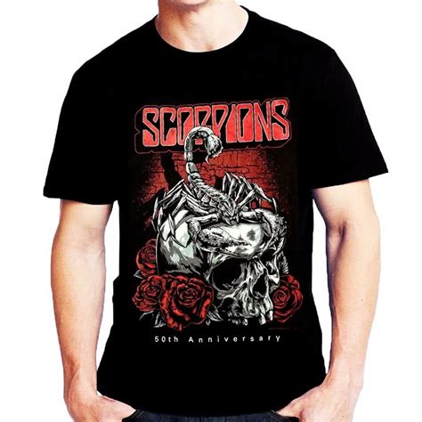 Print T Shirt Male Brand Short Short O Neck Mens Scorpions Band Mens 100 Cotton O Neck Short