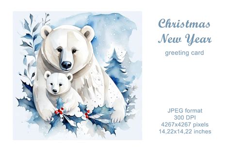 Christmas Polar Bear Greeting Card Graphic By Sabina Zhukovets