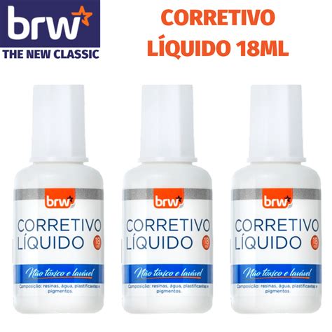 Corretivo Líquido BRW 18ml Kit ou unidade Shopee Brasil