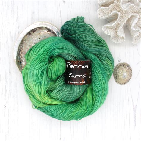 4ply Gold Sparkle Emerald Fern Perran Yarns