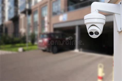 Closeup CCTV Camera Monitoring in the Cars Park. an Automated Car ...