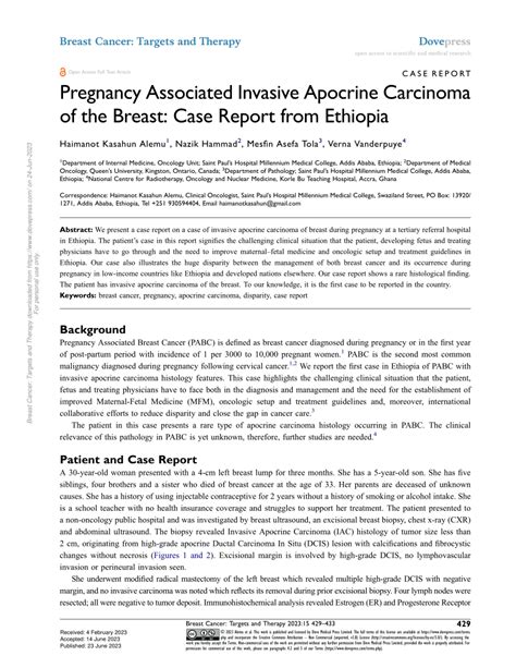 Pdf Pregnancy Associated Invasive Apocrine Carcinoma Of The Breast