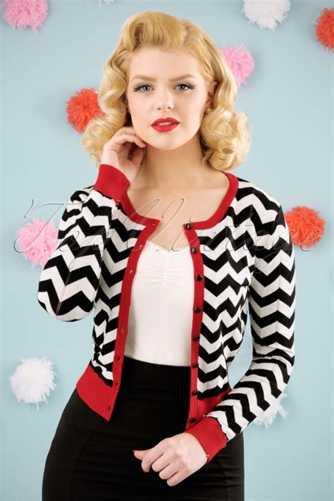 Banned Retro S Black Coffee Chevron Cardigan In Black And Red Shop