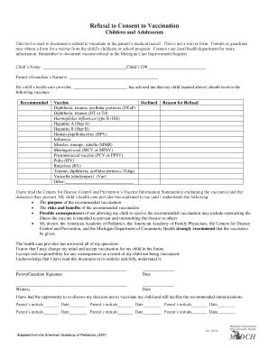 Refusal To Consent To Vaccination Form Airslate Signnow