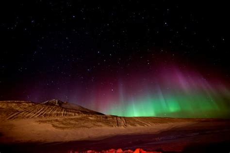 Aurora And Milky Way View Of Night Sky Near Mcmurdo Station Antarctica