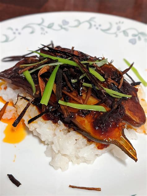 Gochujang Glazed Eggplant With Fried Scallions R Vegan