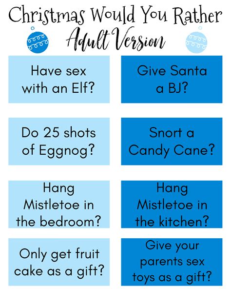 Christmas Would You Rather Adult Version Free Printable