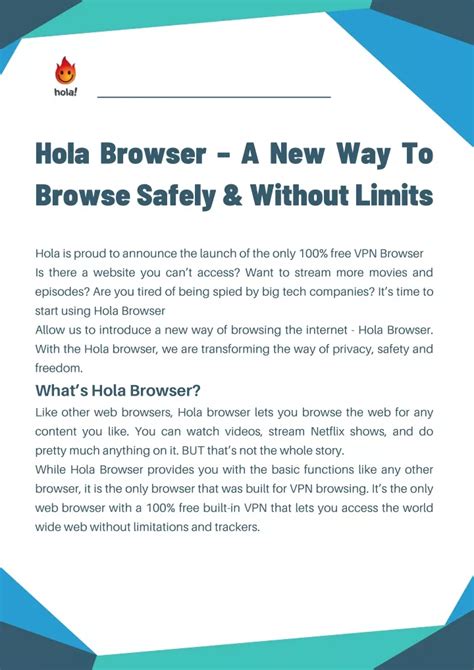 Ppt Hola Browser A New Way To Browse Safely Without Limits