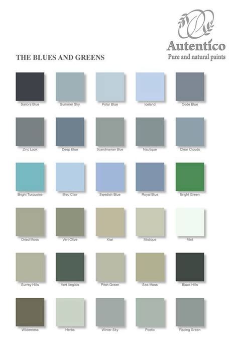 Autentico Blue Green Colour Chart Paint Color Chart Chalk Paint