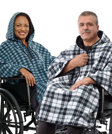 Adaptive Wheelchair Clothing Cape Wheelchair Poncho For Women And Men Blue Plaid Wheelchair