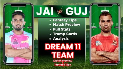 JAI Vs GUJ Dream11 Kabaddi Team Prediction Today GUJ Vs JAI Dream11