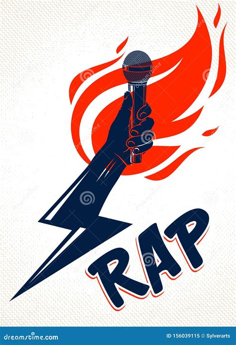 Logotipo Ou Emblema Do Vetor Do M Sica Rap As Chamas Do Microfone E