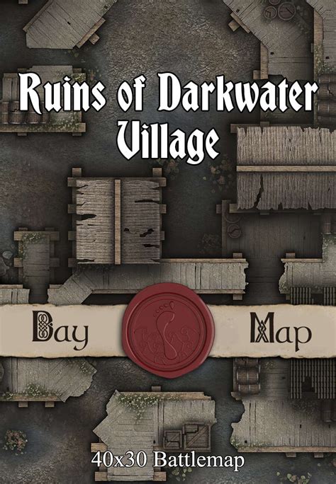 X Battlemap Ruins Of Darkwater Village Seafoot Games Towns