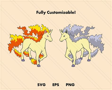 Rapidash Pokemon SVG Cut File Layered Digital Template Etsy