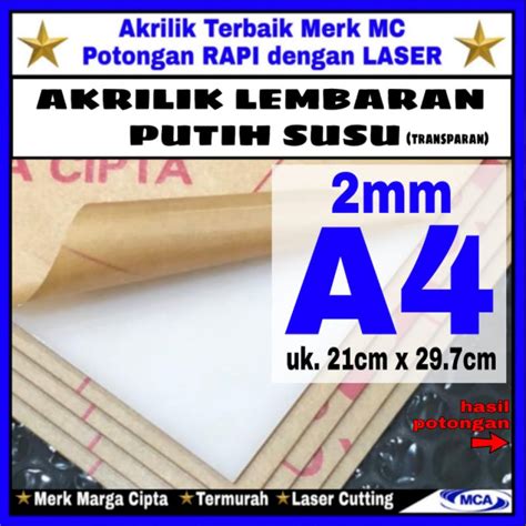 Jual AKRILIK Lembaran PUTIH SUSU 2mm A4 Marga Cipta Acrylic