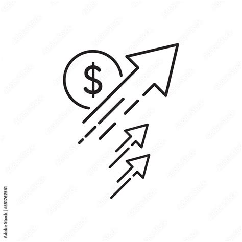 Dollar Rate Increase Icon Money Symbol With Stretching Arrow Up