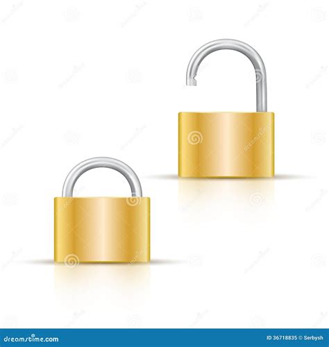 Locked And Unlocked Padlock Icon On White Royalty Free Stock Photo