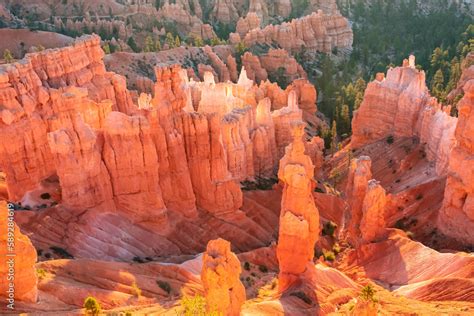 Panoramic Morning Sunrise View On Sandstone Rock Formation Of Thor