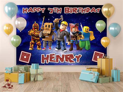 Birthday Backdrop Roblox Theme Roblox Boy Birthday Backdrop Roblox Party Decor Roblox