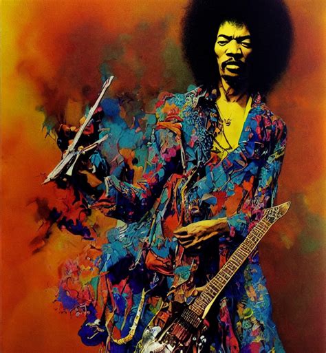 Krea Ai Colour Portrait Photography Of Jimi Hendrix Full B