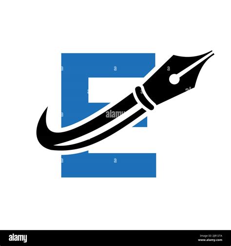 Education Logo On Letter E Concept With Pen Nib Vector Template Stock