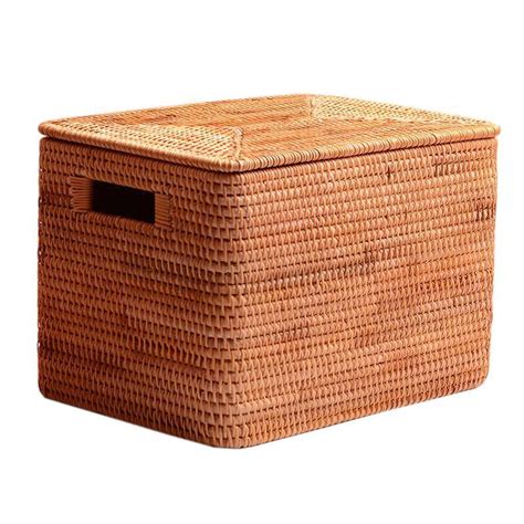 Rectangular Storage Basket With Lid Rattan Storage Basket For Shelves Artworkcanvas